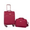 4 Piece Set (16/20/24/28), Softshell Suitcase Spinner Wheels Terylene Luggage Sets Carry On Suitcase Luggage Lightweight Durable Suitcase - Wine Red - Image 12