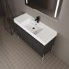 Freestanding Bathroom Vanity With Resin Sink And Storage Cabinet - Dark Oak - Image 2