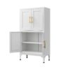Metal Kitchen Storage Cabinet, Kitchen Pantry Storage Cabinet With Doors And Shelves, Storage Cabinet With Adjustable Leveling Foot For Kitchen, Living Room And Dining Room - White - Image 15