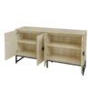Carved 4 Door Sideboard, Sideboard Buffet Cabinet With Storage, Modern Coffee Bar Cabinet With Adjustable Shelf For Living Room - Natural - Image 16