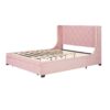 Queen Size Storage Upholstered Platform Bed With Wingback Headboard And A Big Drawer - Pink - Image 2