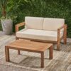 2 Piece Patio Set With Open-Back Loveseat And Coffee Table - Beige / Brown - Image 10