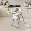 Adjustable Baby High Chair 0 - 6 Years, Portable Infant Feeding Seat With Safety Belt, Silent Lockable Wheels - White - Image 9