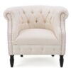 Celestialis - Upholstered Fabric Club Chair With Tub Design And Rolled Recessed Armrests - Beige - Image 4