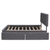 Queen Size Upholstered Platform Bed With 2 Drawers And 1 Twin Long Trundle - Dark Gray - Image 10