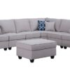 Cooper - 7 Piece Reversible L-Shape Sectional Sofa With Comfort Ottoman And Cupholder - Light Gray - Image 3