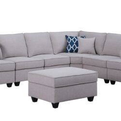 Cooper - 7 Piece Reversible L-Shape Sectional Sofa & Comfort Ottoman And Cupholder - Light Gray