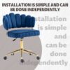 Modern Home Office Desk Chair With Adjustable Height And Swivel Wheels - Navy - Image 6