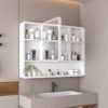 Aluminium Medicine Cabinet Mirror With 3 Colors LED Light And Defogging Function - White - Image 12