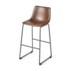 Barstool With Upholstery And Foot Rail - Vintage Brown - Image 4