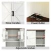 Farmhouse Kitchen Pantry Sideboard With Cabinet And Drawer, Multi Functional Kitchen Buffet With Hutch And Glass Holder, Microwave Stand With Charging Station - Brown / Antique White - Image 11