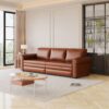 Pull Out Sofa Bed, 3 In 1 Faux Leather Convertible Sleeper Sofa With Nailhead Trim & Rolled Arm Multifunctional Sofa Bed For Living Room - Light Brown - Image 6