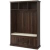 Hall Tree With 3 Hooks, Coat Hanger, Entryway Bench, Storage Bench, 3 In 1 Design, For Entrance, Hallway Tiger - Brown - Image 6