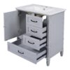 30" Bathroom Vanity With Sink, Bathroom Cabinet With A Door, 3 Drawers Legs, Adiustable Foot Pads - Gray - Image 13