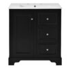 Bathroom Vanity Cabinet With Ceramic Basin, 3 Drawers And Adjustable Shelves - Black - Image 12