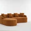 Compression Sofa: Combining Chaise Longue With 3 Seater, Wood Grain Chenille Fabric, Full Sponge Compression Sofa, Combined Sofa With 4 Pillows For Living / Home Furniture / Apartment - Orange - Image 27