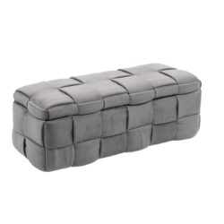 Stylish Storage Ottoman Bench With Safety Hinge For Living Room & Bedroom - Dark Gray