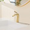 Contemporary Single Handle Lavatory Basin Faucet Durable Brass - Brushed Gold - Image 2