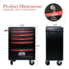 Rolling Metal Tool Chest With 5 Drawers, 20" Steel Storage Cabinet With Ball Bearing Slides - Black / Red - Image 7