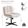 Large Size Armless Home Office Desk Chair Vanity Chair No Wheels - Beige - Image 7