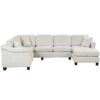 4 Pieces Sectional Sofa With Ottoman With Right Side Chaise - White - Image 4