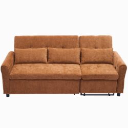 2 In 1 Sofa 3 Seater Sofa With Sofa Bed And Reversible Recliner - Orange