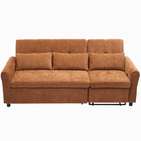 2 In 1 Sofa 3 Seater Sofa With Sofa Bed And Reversible Recliner - Orange