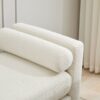 Elegant Upholstered Bench Daybed Ottoman With Nature Wood Legs & Bolster Pillows - Ivory Boucle - Image 11