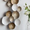 Metal Contemporary Wall Decor Accent, Large Hanging Sculpture For Bedroom Entryway Living Room - Golden / White - Image 5