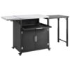 Versatile Outdoor Cabinet With Folding & Expandable Work Surfaces, Ample Storage Space, And Lockable Wheels - Matte Black - Image 13