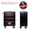 Rolling Metal Tool Chest With 4 Drawers, 20" Steel Storage Cabinet With Ball Bearing Slides - Black / Red - Image 6