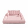 Human Dog Bed, Lazy Sofa Couch, Multifunctional Foldable Sofa Bed, 3 In 1 Teddy Fabric Sleeper Sofa Bed For Living Room Guest Bed, Playroom - Pink - Image 18