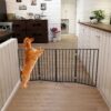 Pet Gate Dog Gate For Doorways, Stairs Or House Freestanding, Folding - Dark Brown - Image 16