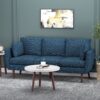 Diaphanous - Upholstered 3 Seater Sofa With 2 Accent Pillows And Wood Legs - Navy Blue - Image 2