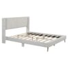 Queen Size Platform Bed With Legs, Frame And Tufted Headboard - Beige - Image 3