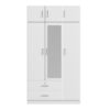 Modern 3 Door Mirror Wardrobe With 2 Drawers And Top Cabinet - White - Image 4