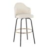 Ahoy - Contemporary Fixed Height Bar Stool Round Footrest (Set of 2) - Cream / Black - Image 2