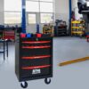 Rolling Metal Tool Chest With 4 Drawers, 20" Steel Storage Cabinet With Ball Bearing Slides - Black / Red - Image 2