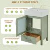 Bathroom Vanity With Ceramic Sink And Ample Storage, Ideal For Small Bathrooms - Green - Image 9