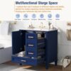 Bathroom Vanity, Modern Bathroom Cabinet With Sink Combo Set, Bathroom Storage Cabinet With A Soft Closing Door And 3 Drawers, Solid Wood Frame - Blue - Image 6