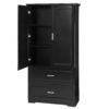 Tall Bathroom Storage Cabinet, Cabinet With 2 Doors And Drawers, Adjustable Shelf - Black - Image 16