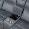 Dollum - Two Tone Nubuck Manual Recliner Sectional Sofa With USB Port Cupholder Console - Gray - Image 6