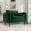 Amber - Velvet Lounge Chair - Brown / Dark Green - Image 10