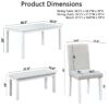 6 Piece Wooden Dining Table Set, Wooden Dining Table With 4 Upholstered Chairs And Bench For 6 People, Rectangular Dining Table Set With Crystal Decoration For Kitchen, Dining Room - White - Image 3
