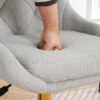Modern Teddy Velvet Fabric Dining Chair With Gold Plated 5 Claw Legs - Gray - Image 9