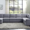 Hayden - Linen 7 Seat Reversible Modular Sectional Sofa Chaise - Light Gray - Image 4