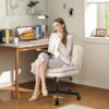 Large Size Swivel Home Office Desk Chair Armless Office Room Chair - Beige - Image 4
