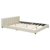 Queen & Twin Long Size Upholstered Platform Bed, Mother & Child Bed - Beige - Image 2