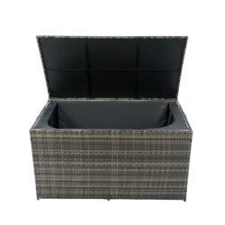 Outdoor Storage Box, 200 Gallon Wicker Patio Deck Boxes With Lid, Outdoor Cushion Storage For Kids Toys, Pillows, Towel - Gray
