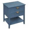 2 Drawer Side Table, American Style, End Table, Suitable For Bedroom - Blue - Image 9